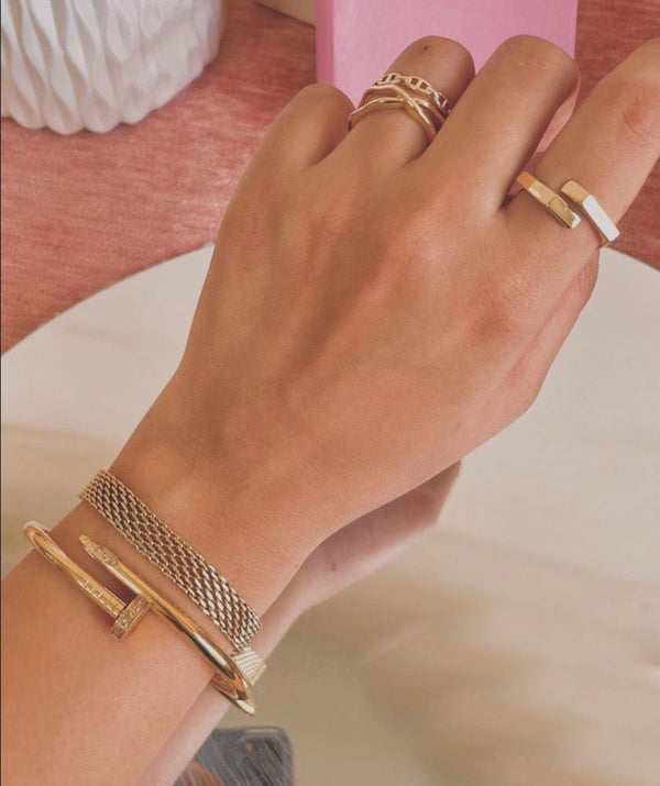 Nail Cartier Bangle And Rowena Bracelet Stack