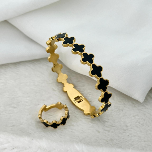 Clover Band Bangle & Ring Set