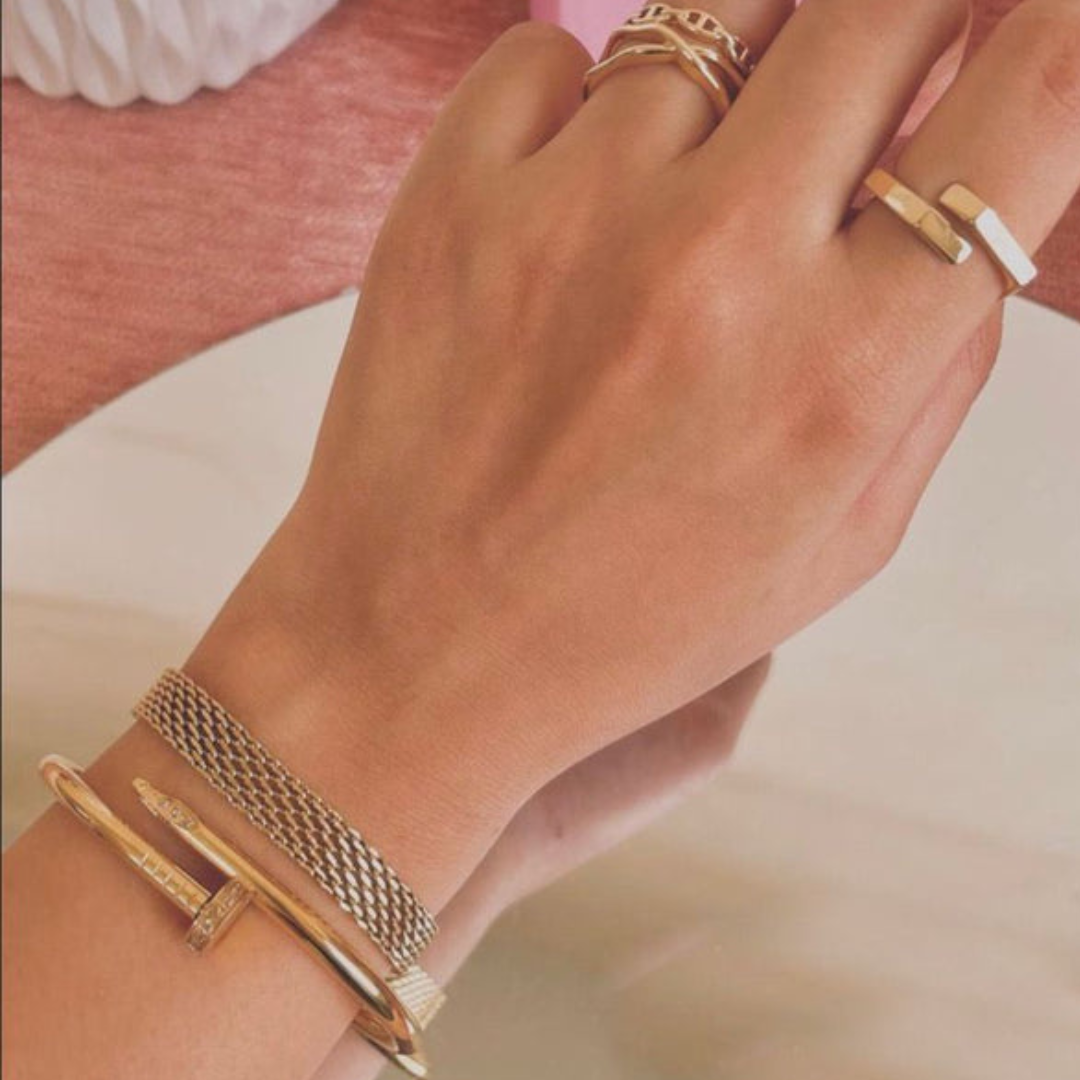 Nail Cartier Bangle And Rowena Bracelet Stack