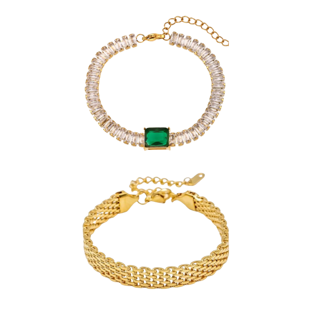 Emerald Bracelet And Rowena Bracelet Stack